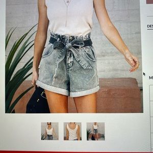 Grey paper bag shorts